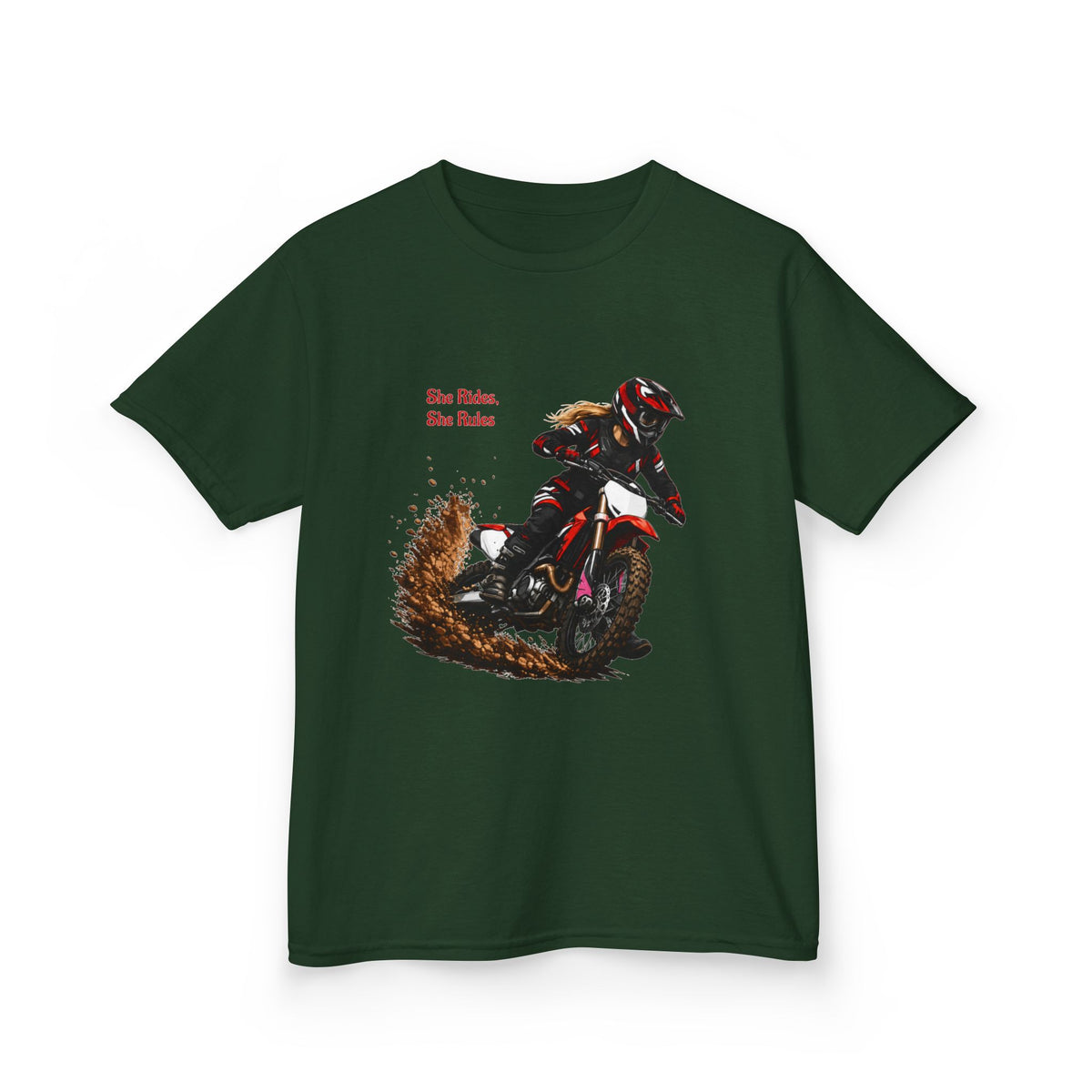 She Rides She Rules Youth T-Shirt – Girls Motocross Tee