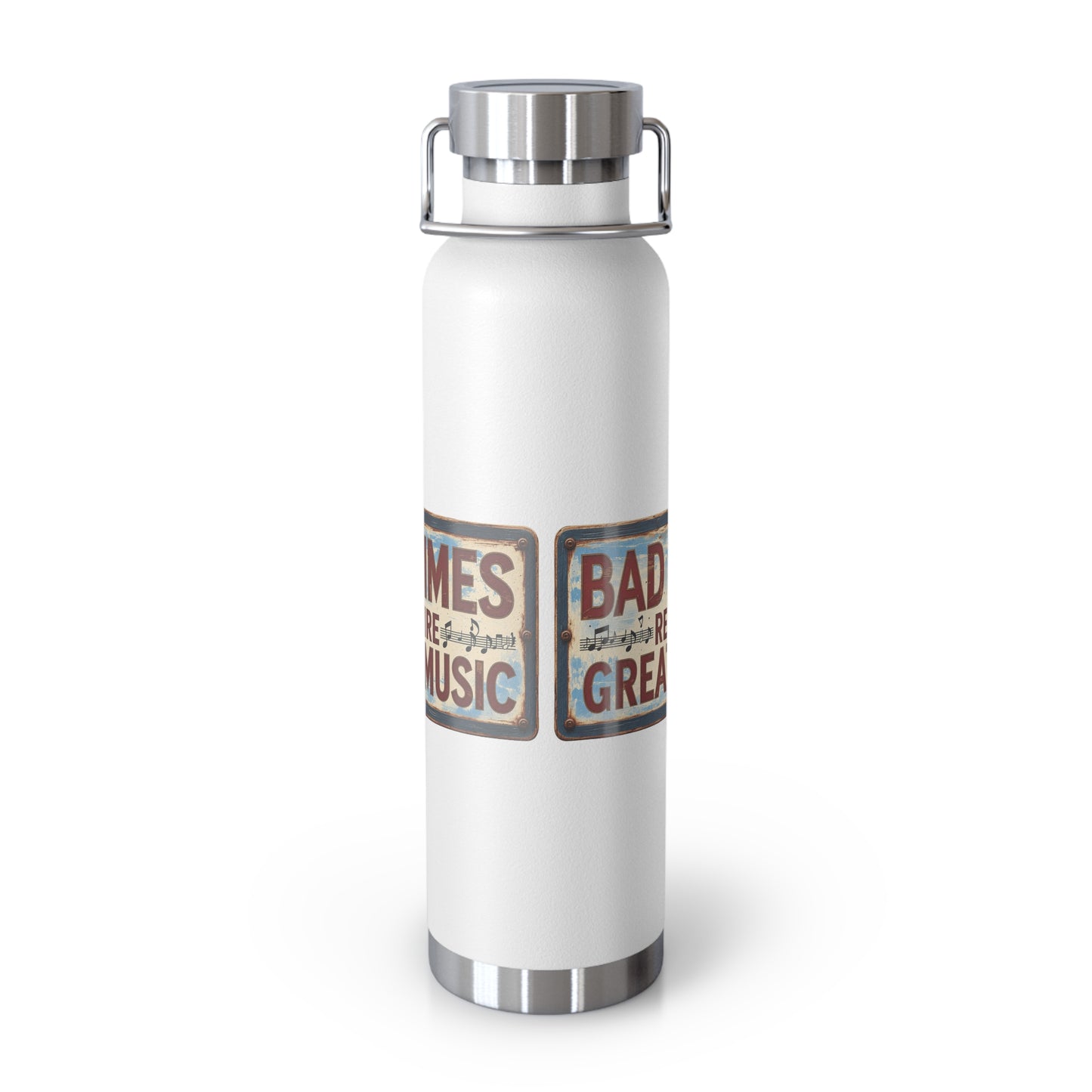 Bad Times Require Great Music Insulated Water Bottle | Stainless Steel Travel Flask | Vintage Music Lover Bottle | Double Wall Vacuum Flask