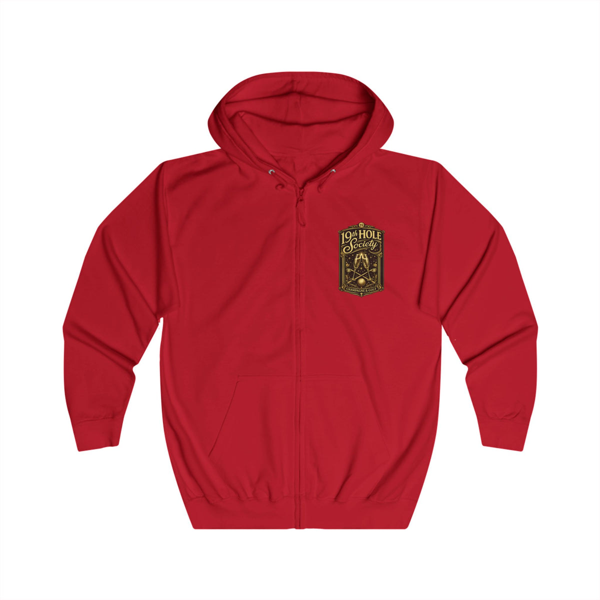 19th Hole Society Champagne and Golf Zip Hoodie