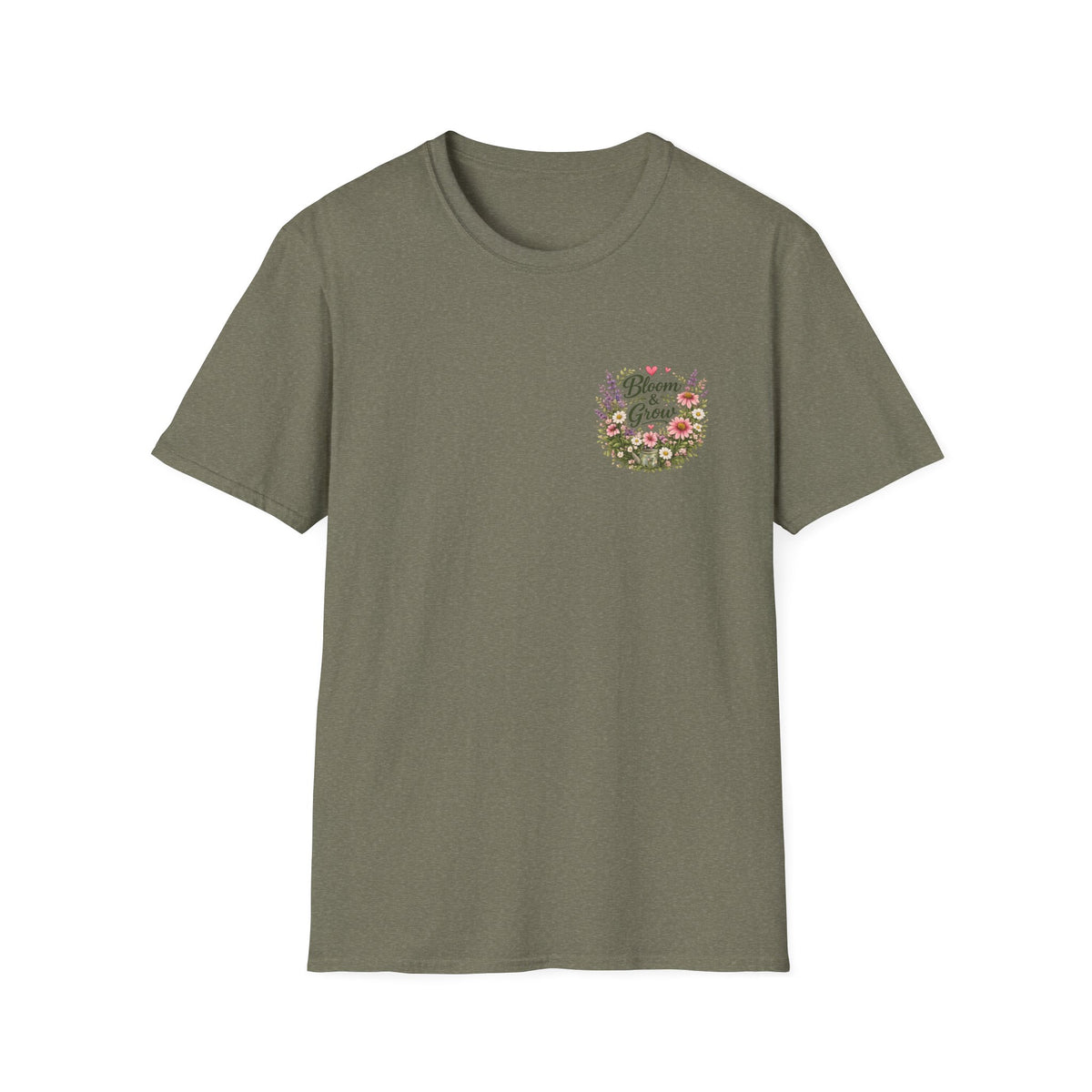 Bloom & Grow Floral Garden – Left Chest Print T-Shirt
