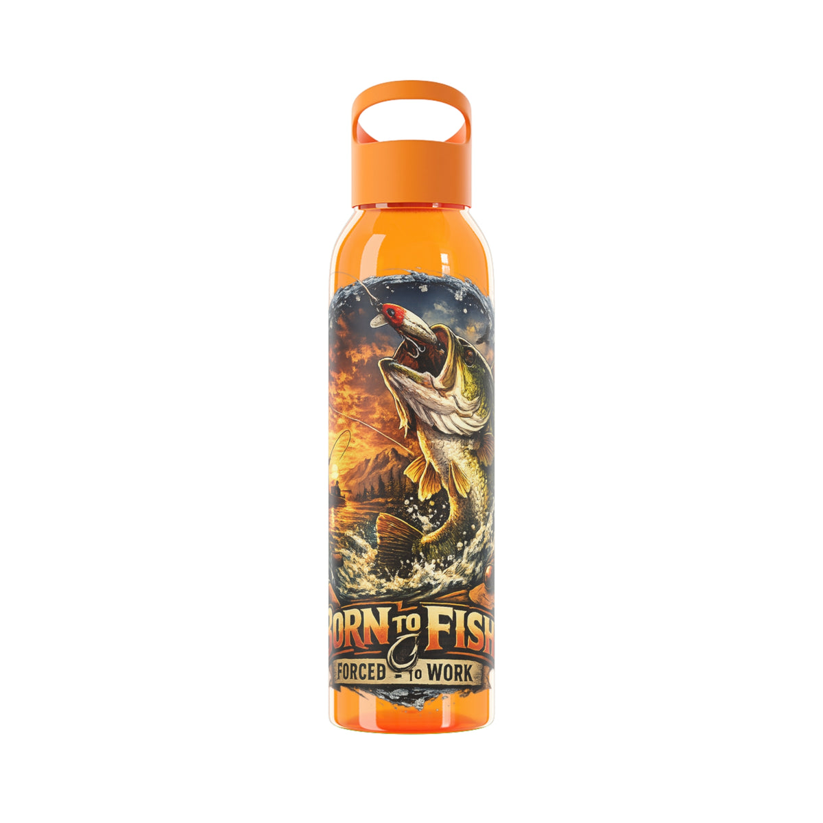 Born to Fish Forced to Work Water Bottle – Angler Fishing Bottle