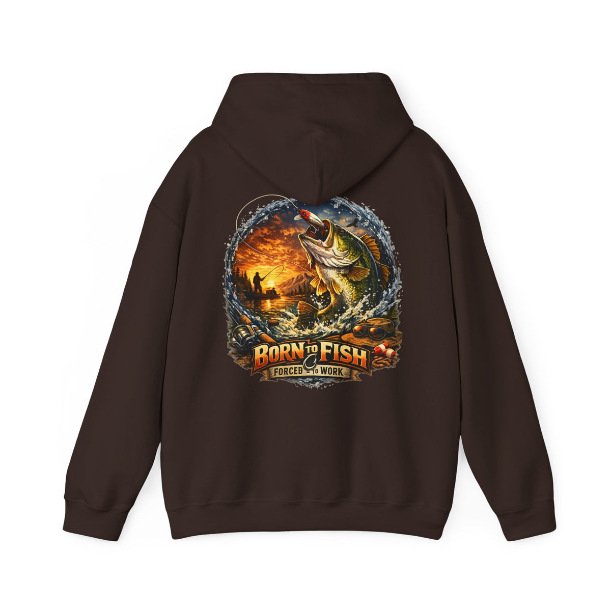 Born to Fish Forced to Work Back Print Hoodie – Fishing Hoodie