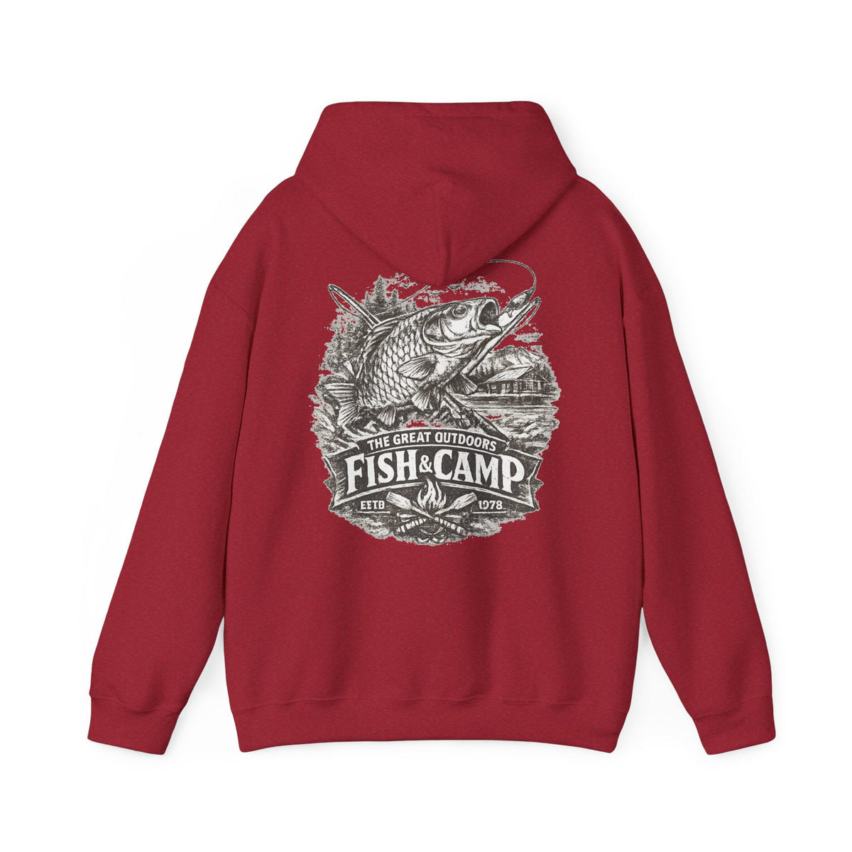 Fish and Camp Unisex Retro-Illustration-Kapuzenpullover