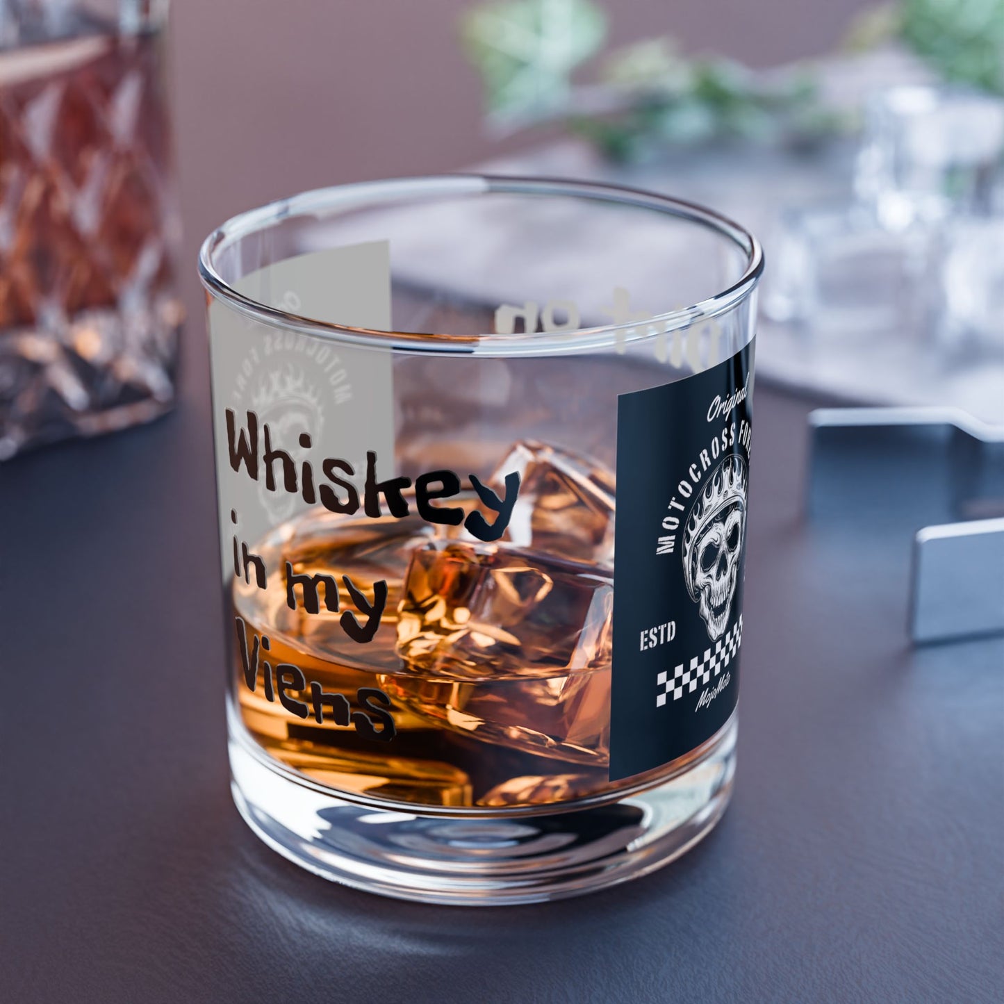 Motorcross Whiskey Rocks Glass - 10oz - Perfect for Riders and Enthusiasts Alike