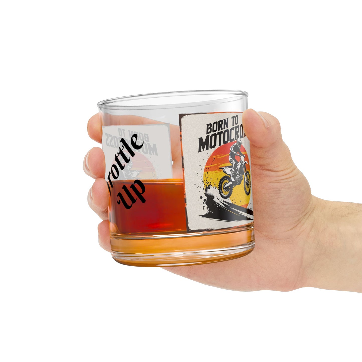 Motocross Rocks Glass - (Whiskey) Throttle Up Design