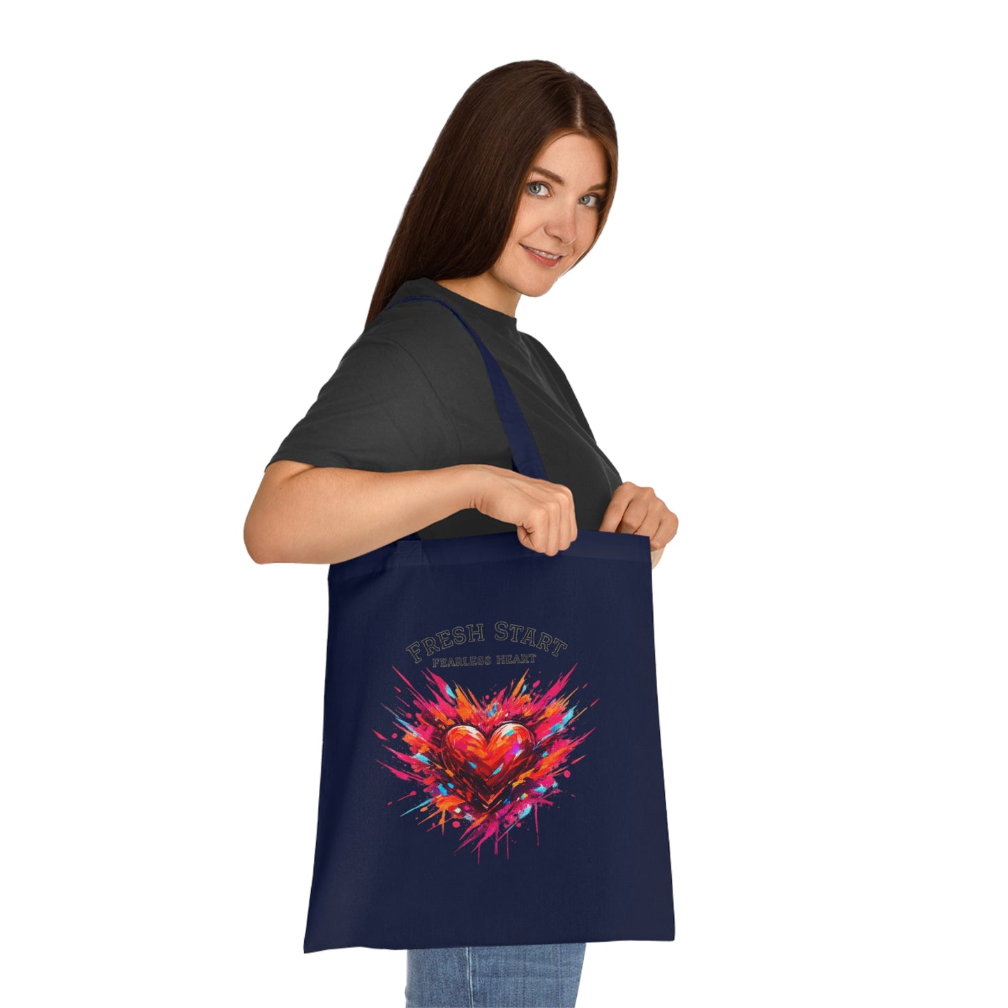 Fresh Start Fearless Heart Tote Bag | Inspirational Canvas Shopping Bag | Gifts & Lifestyle Collection