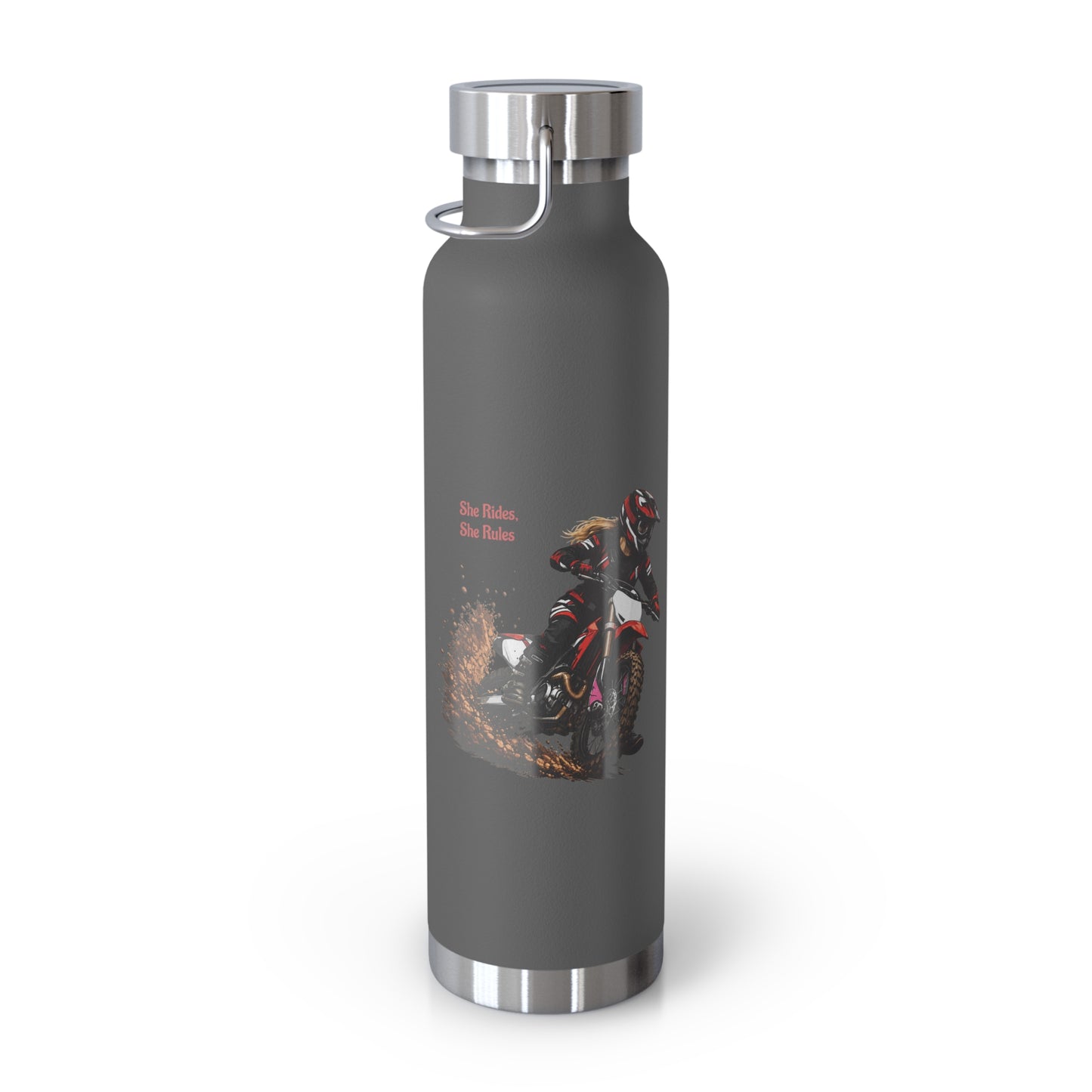 She Rides She Rules Motocross Insulated Flask