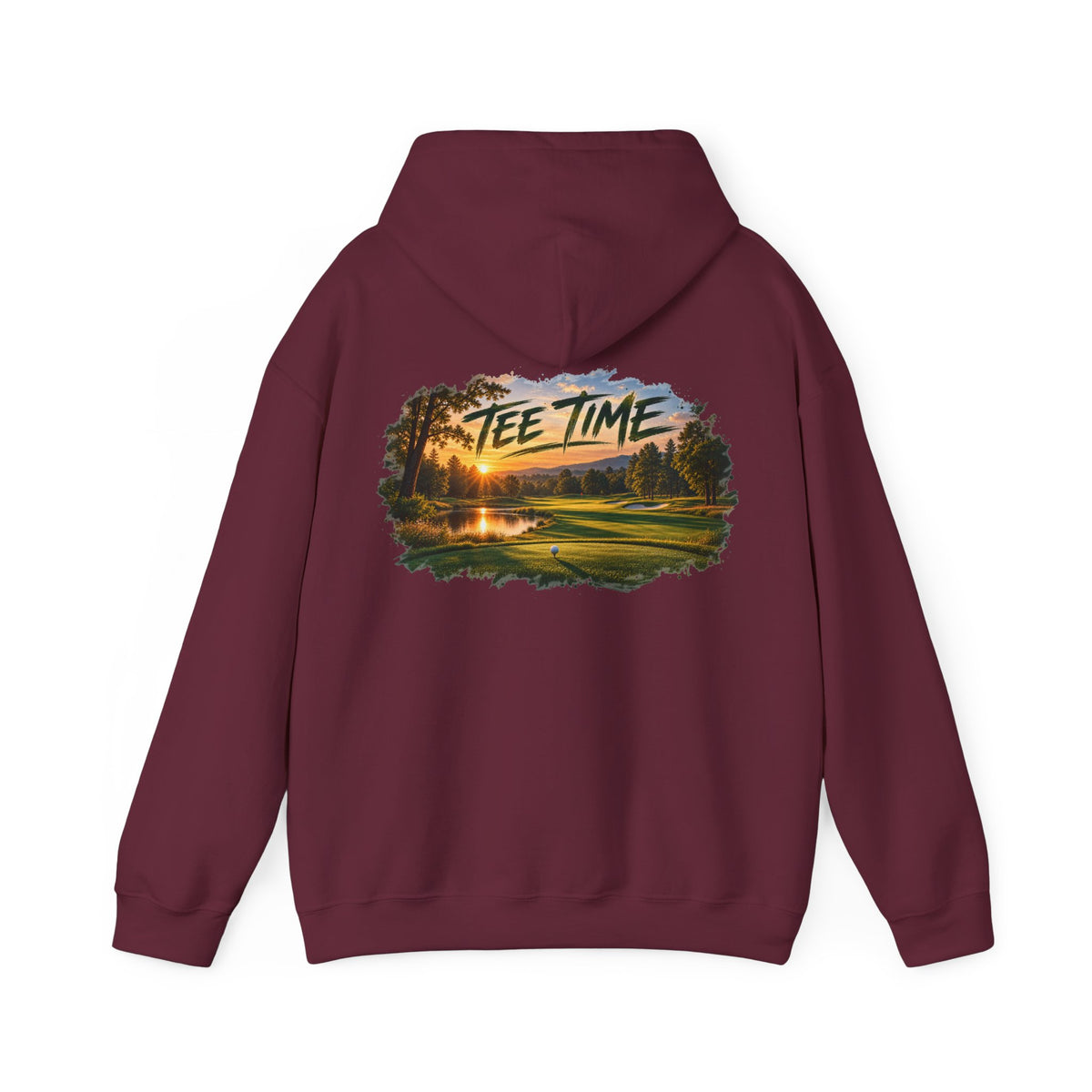 Tee Time Golf Hoodie – Sunset Golf Course Back Print