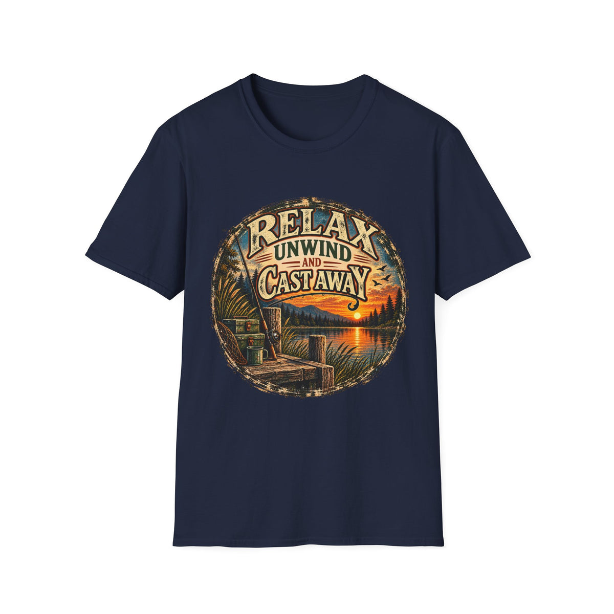 Relax, Unwind & Cast Away Fishing T-Shirt – Vintage Angler Tee