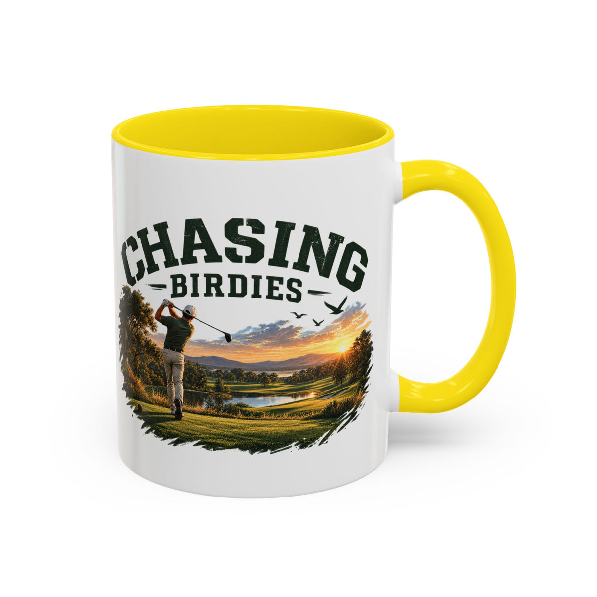 Chasing Birdies Golf Accent Mug – Golfer Coffee Mug