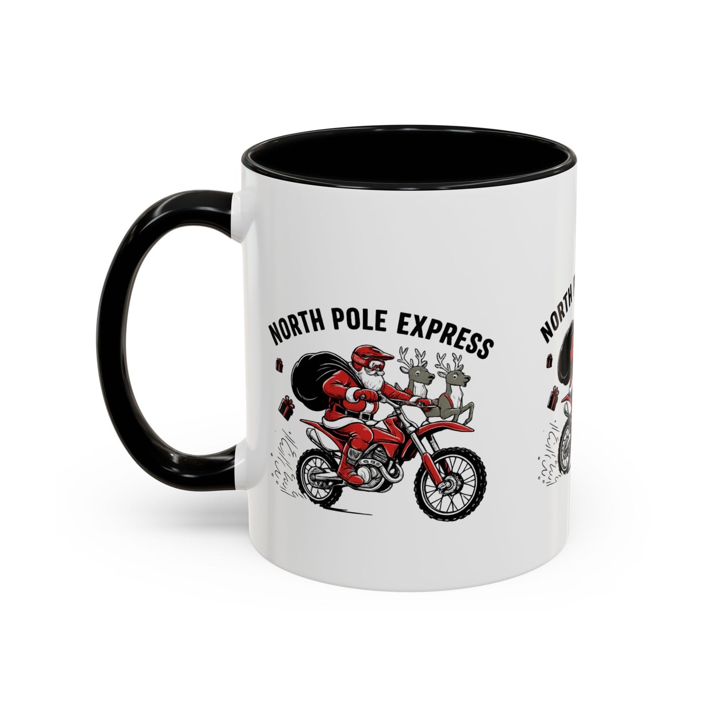North Pole Express Motocross Santa Christmas Accent Mug