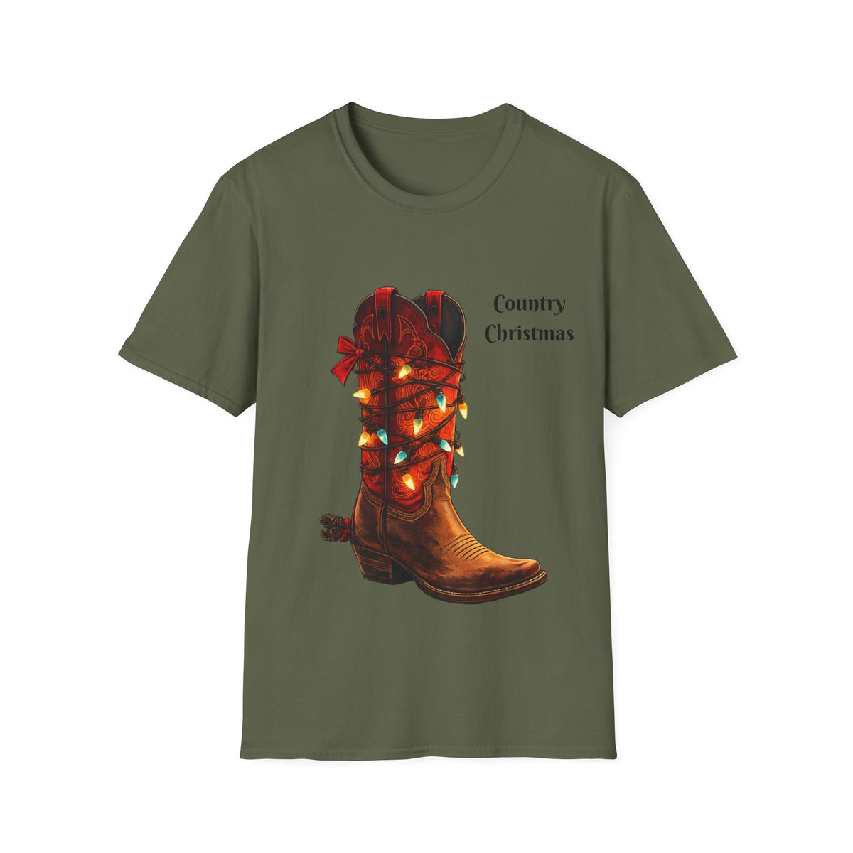 Country Christmas Cowboy Boot T-Shirt – Western Festive Tee