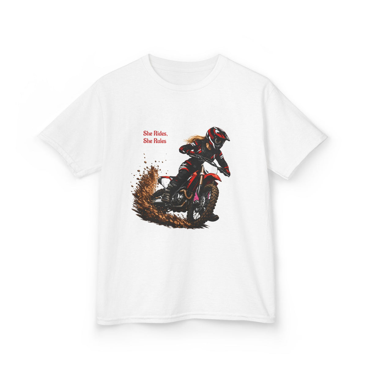 She Rides She Rules Youth T-Shirt – Girls Motocross Tee