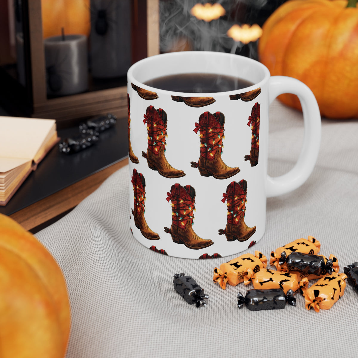 Country Christmas Cowboy Boot Mug – Western Festive Mug