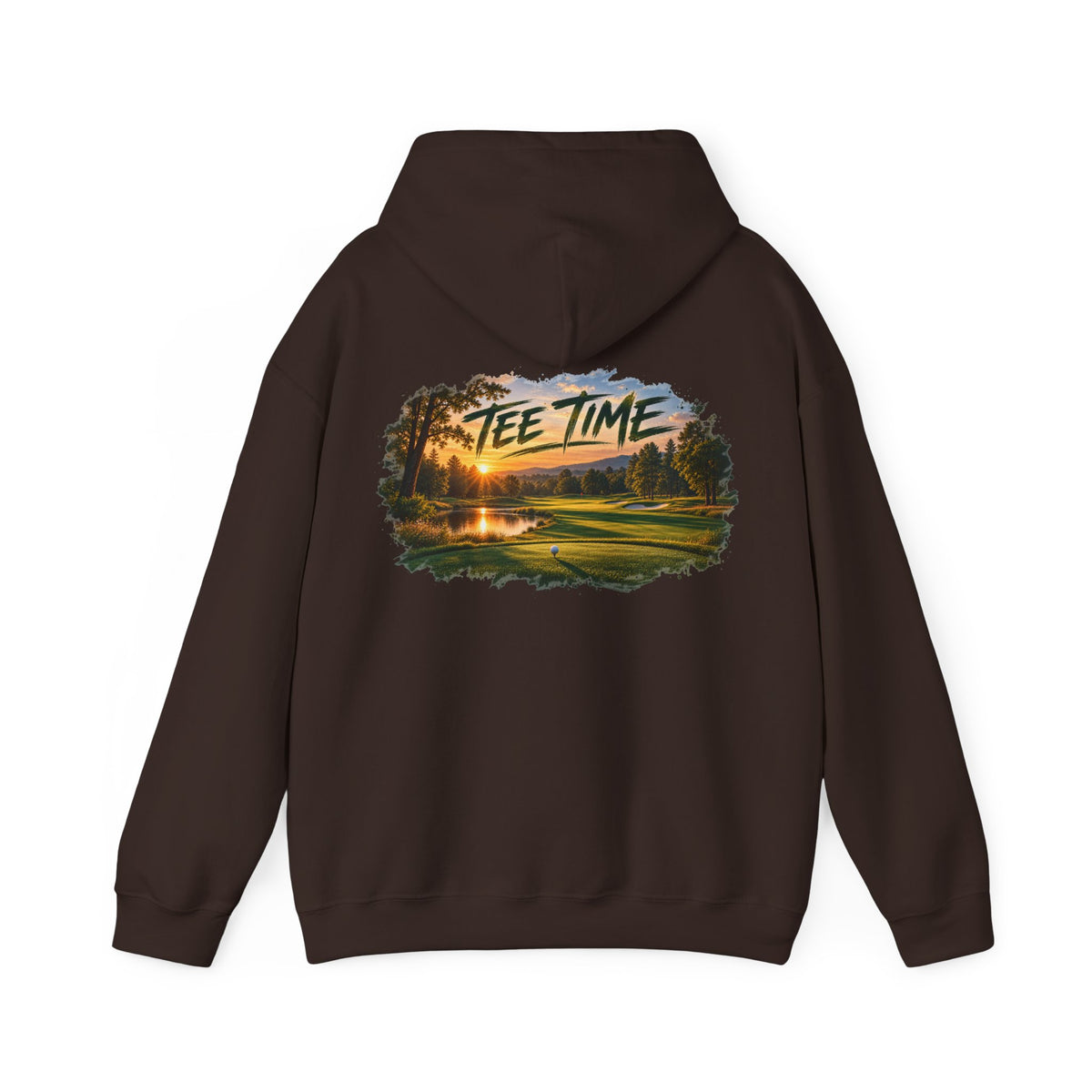 Tee Time Golf Hoodie – Sunset Golf Course Back Print