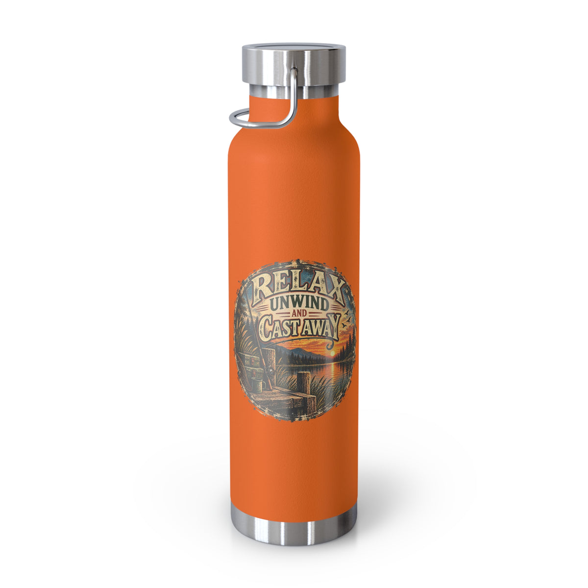 Relax, Unwind & Cast Away Insulated Flask – Vintage Fishing Flask