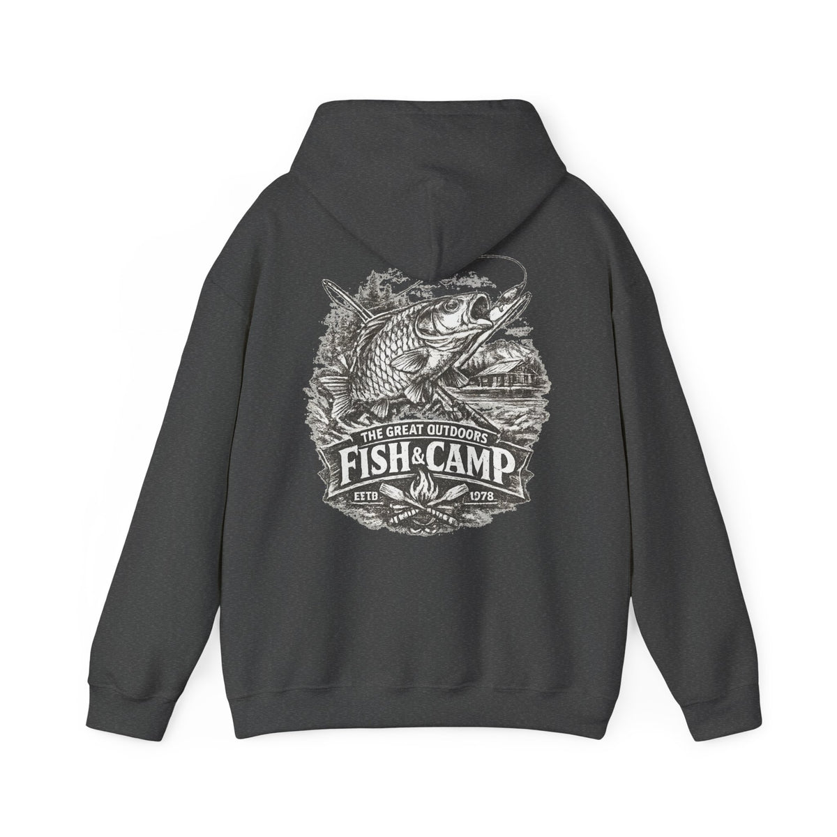Fish and Camp Unisex Retro-Illustration-Kapuzenpullover