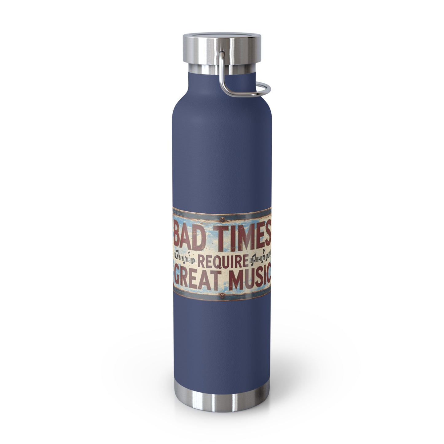 Bad Times Require Great Music Insulated Water Bottle | Stainless Steel Travel Flask | Vintage Music Lover Bottle | Double Wall Vacuum Flask