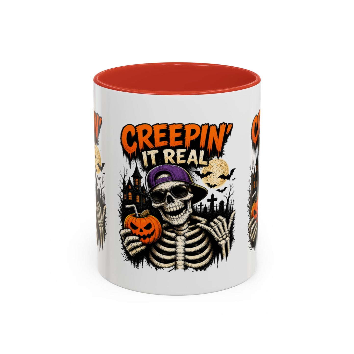 Creepin’ It Real Halloween Accent Mug – Skeleton Coffee Mug