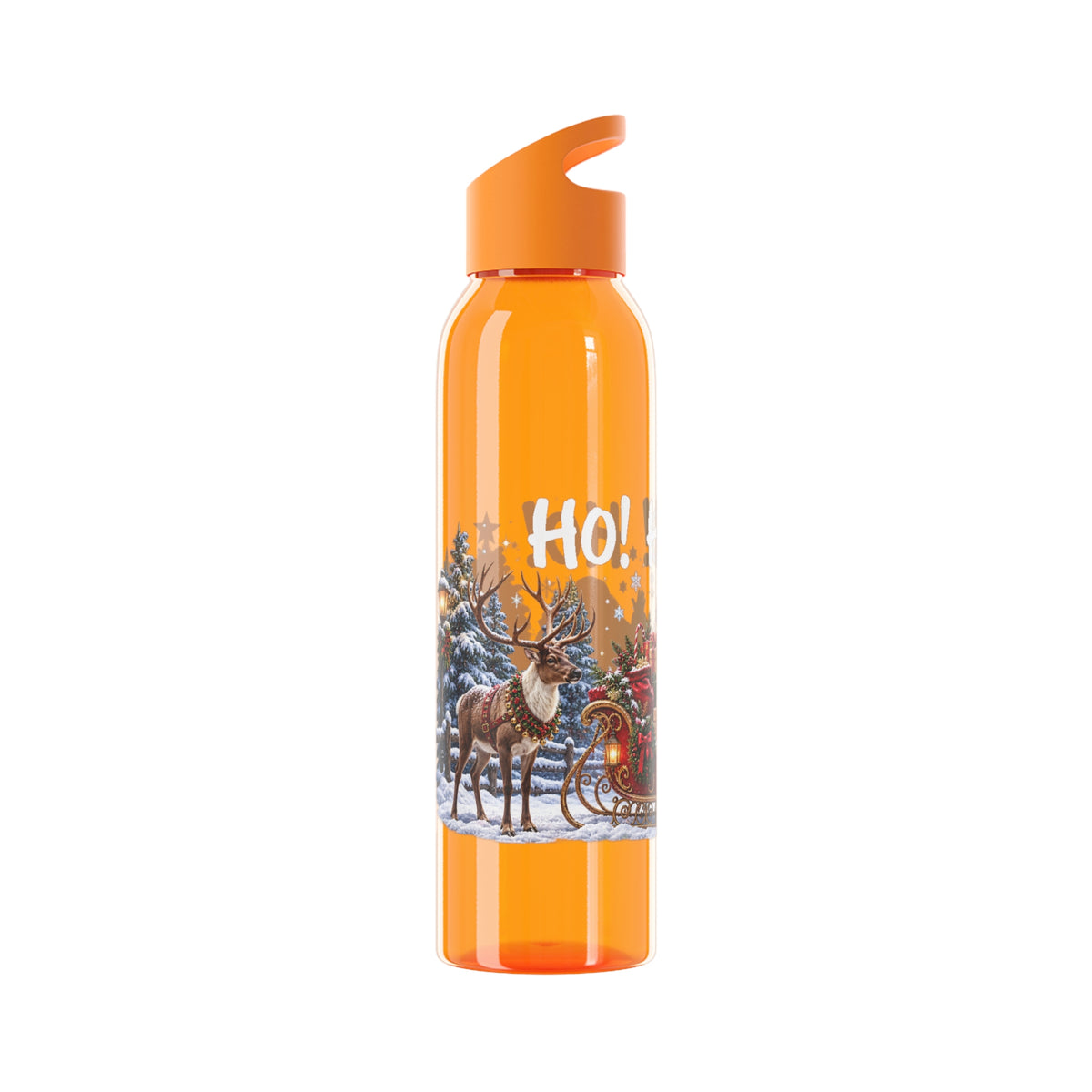 Ho Ho Ho Santa Christmas Water Bottle – Festive Sleigh Design