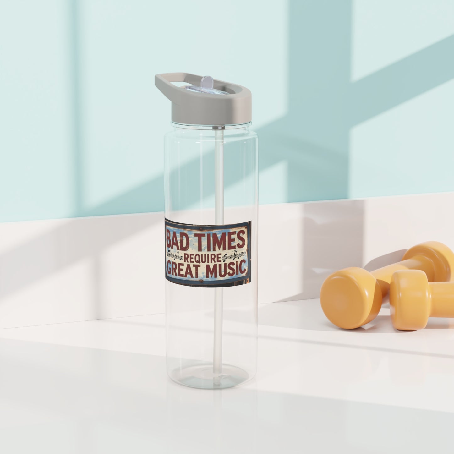 Water Bottle with Musical Vibe Logo and Straw - the go to bottle for anyone who wants to stay hydrated on the go!