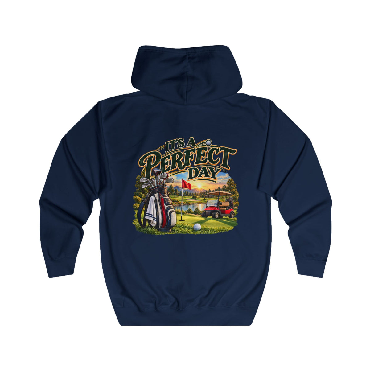 Sweat à capuche zippé graphique de golf « Perfect Day »