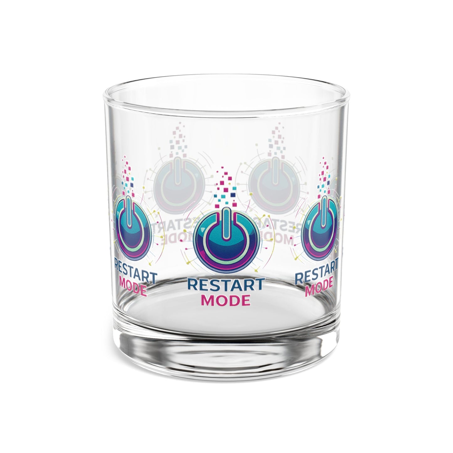 Restart Mode Glass Tumbler | Wrap Around Drinking Glass | Modern Lifestyle Glass | Everyday Water Glass | 10oz Glass