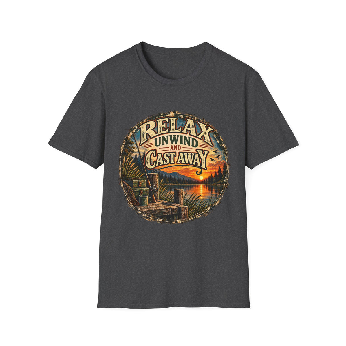 Relax, Unwind & Cast Away Fishing T-Shirt – Vintage Angler Tee