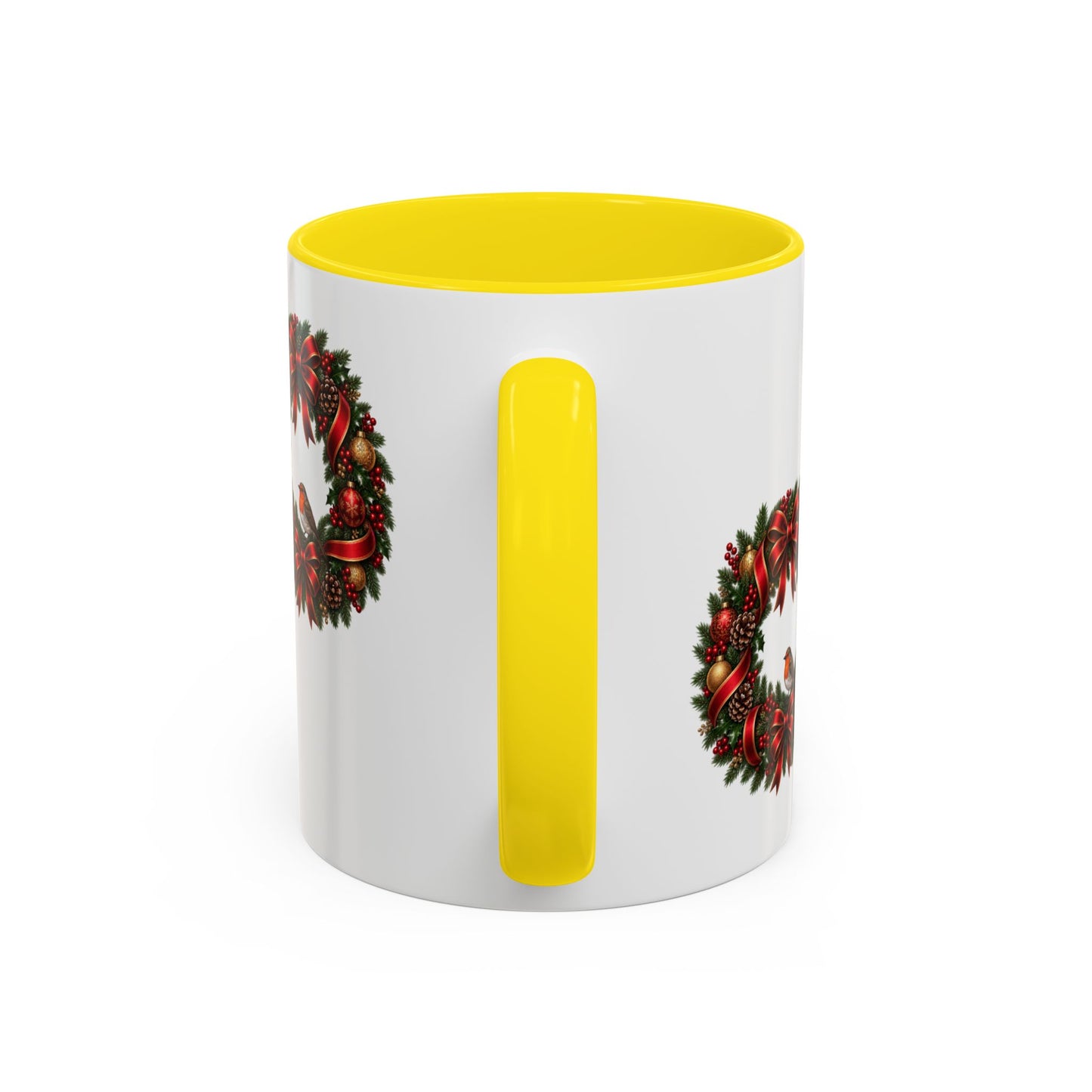 Christmas Wreath & Robin Accent Mug – Festive Christmas Mug