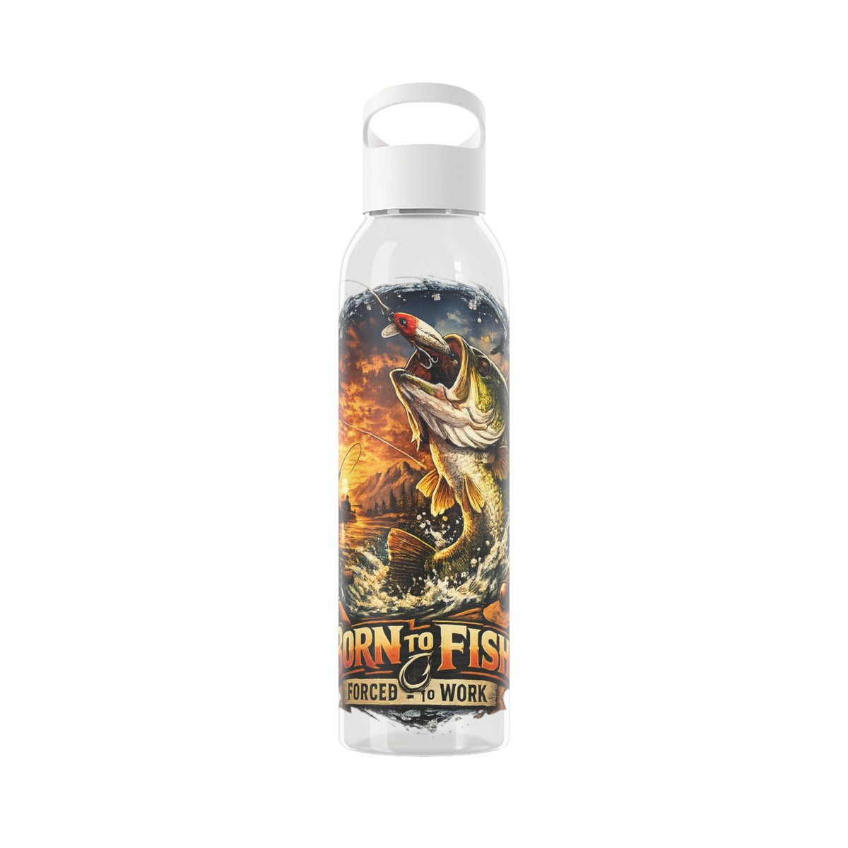 Born to Fish Forced to Work Water Bottle – Angler Fishing Bottle