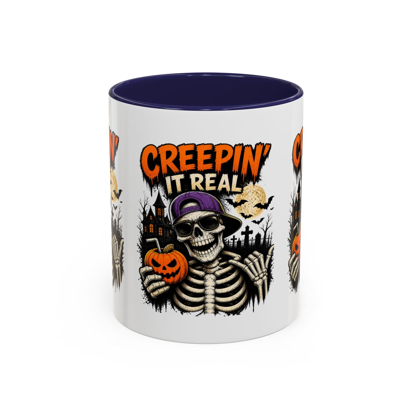 Creepin’ It Real Halloween Accent Mug – Skeleton Coffee Mug