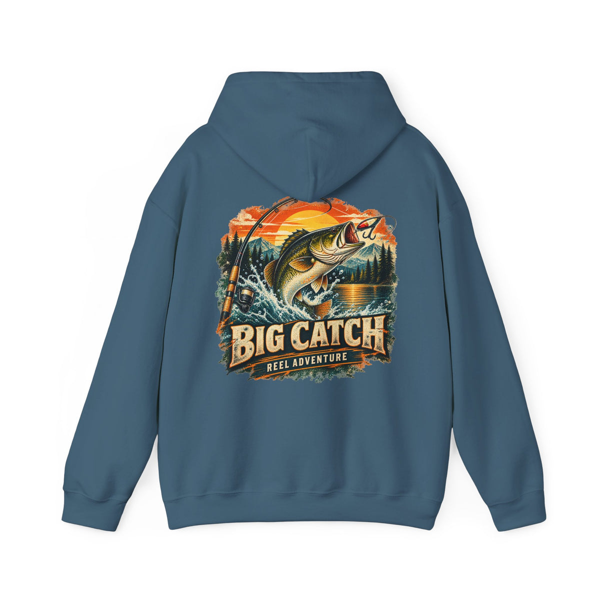 Big Catch Reel Adventure Back Print Hoodie – Vintage Fishing Hoodie