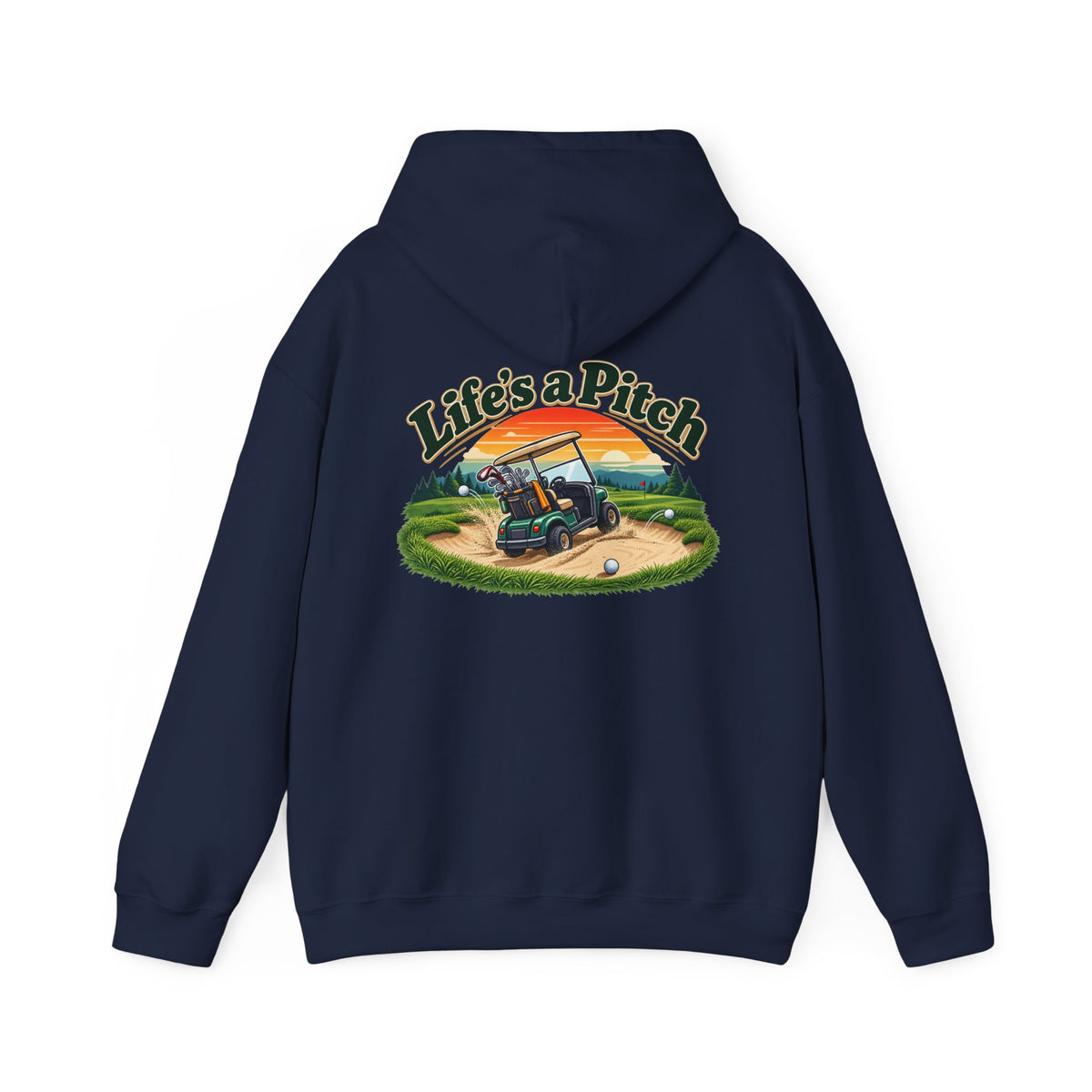 Life’s a Pitch Golf Hoodie – Golfer Back Print Hoodie