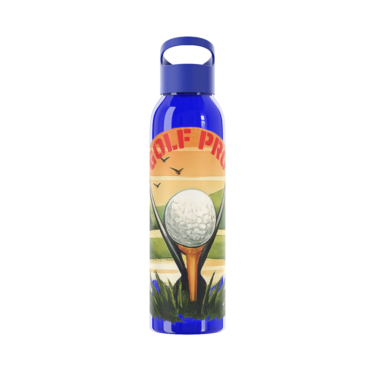 Gourde Golf Pro — Design rétro « Sunset » avec balle et tee de golf