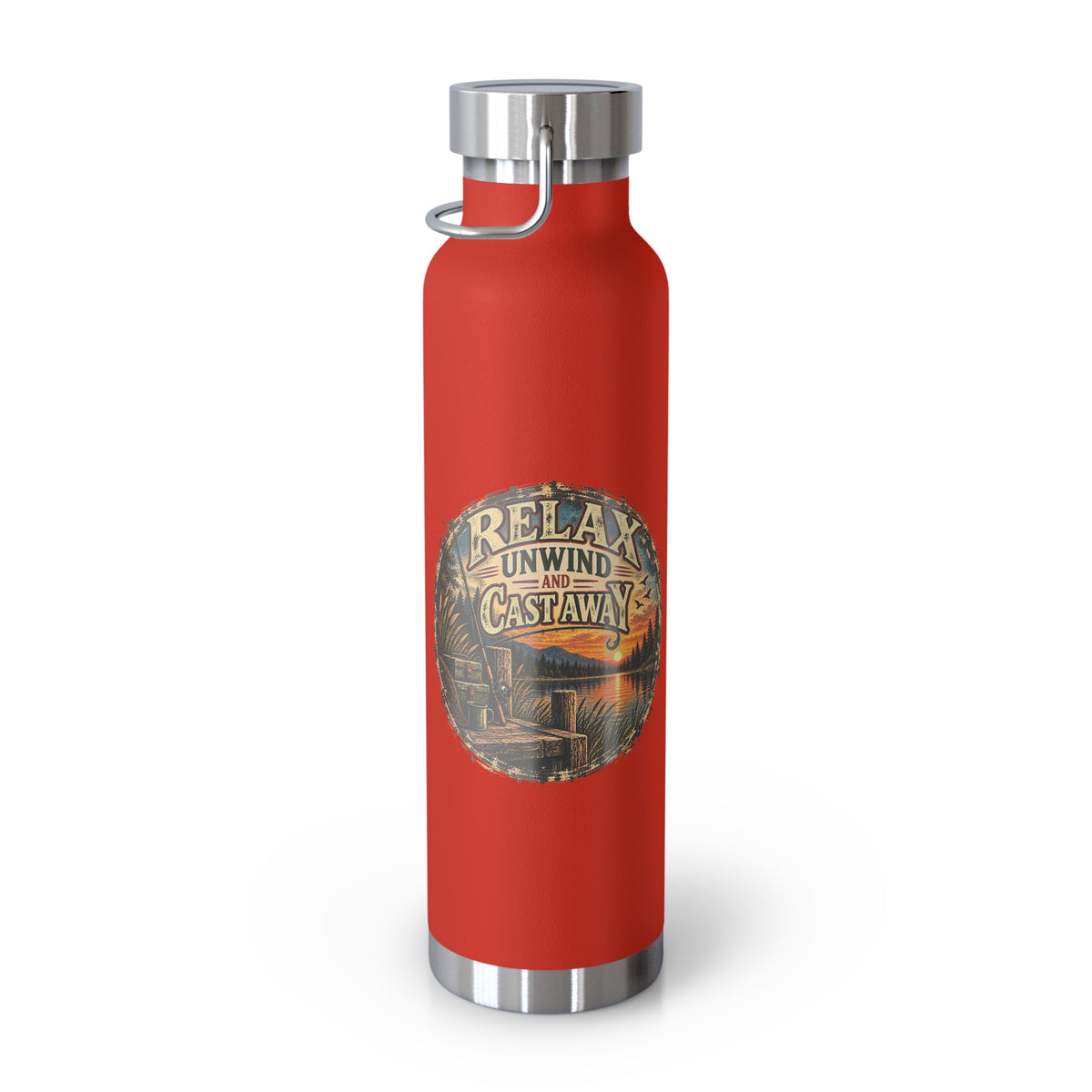 Relax, Unwind & Cast Away Insulated Flask – Vintage Fishing Flask