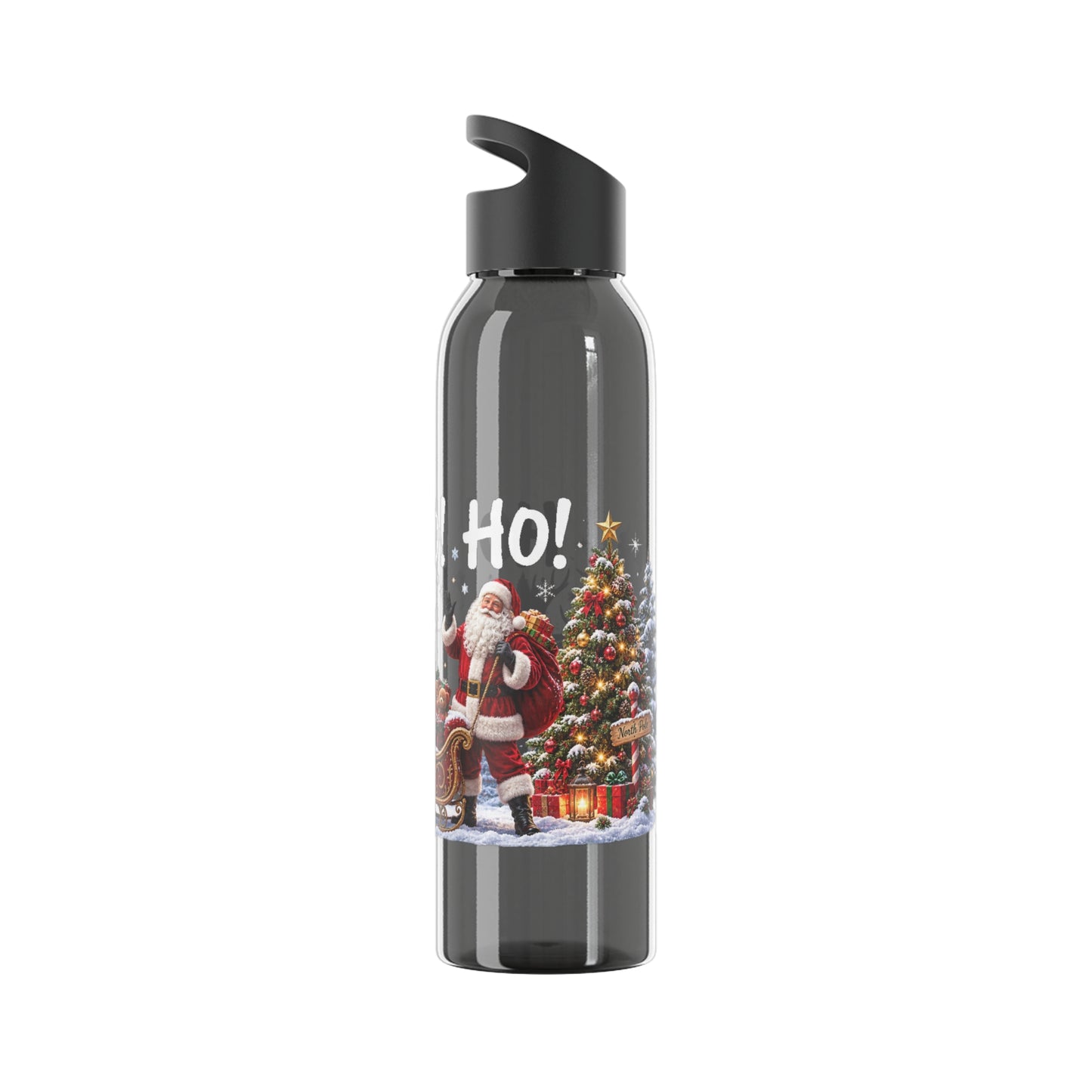 Ho Ho Ho Santa Christmas Water Bottle – Festive Sleigh Design