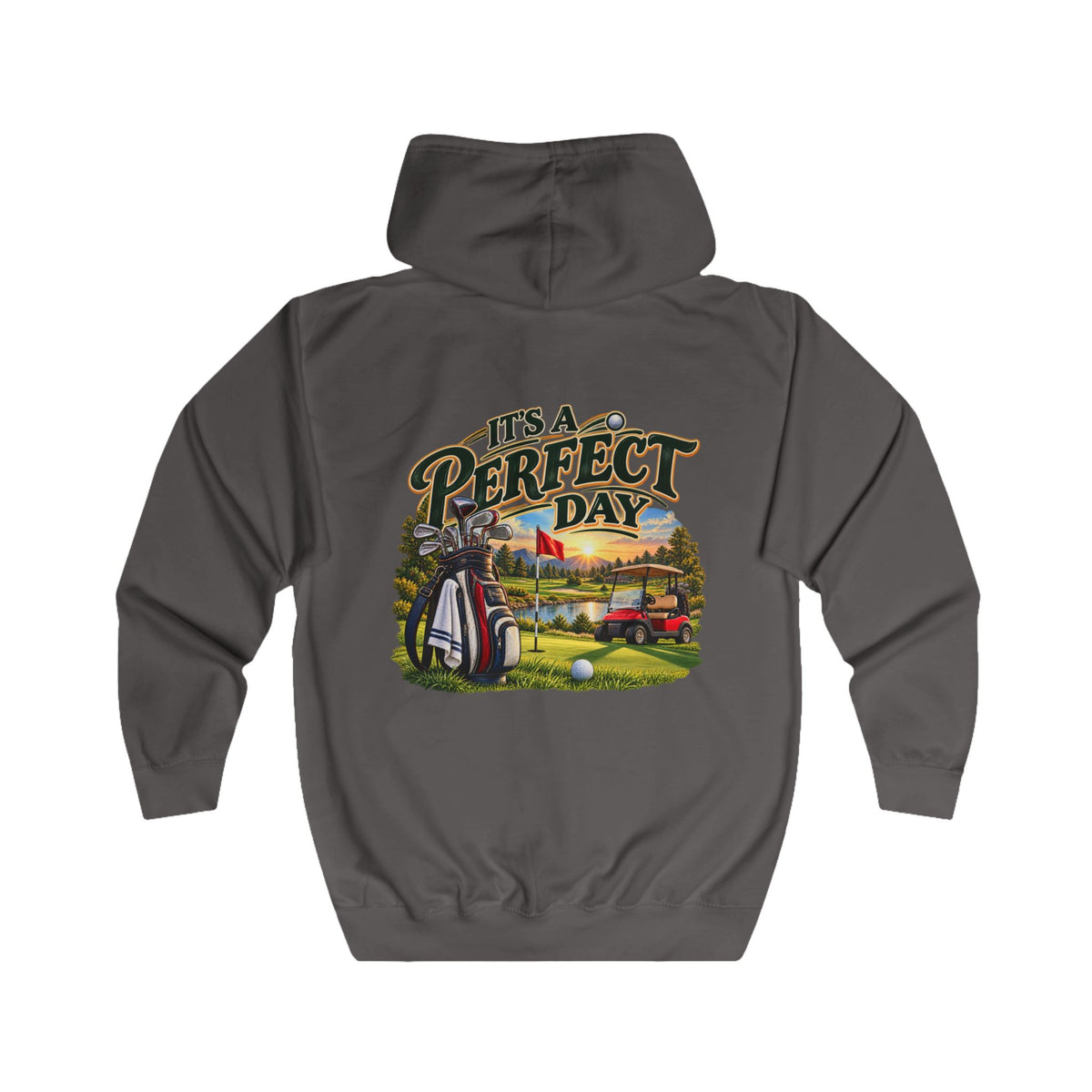 Sweat à capuche zippé graphique de golf « Perfect Day »