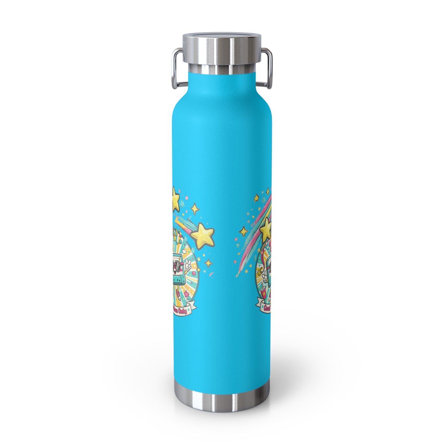 Retro Good Vibes Only Insulated Flask | Colourful Retro Travel Bottle | Stainless Steel Drinks Bottle | 80s & 90s Inspired