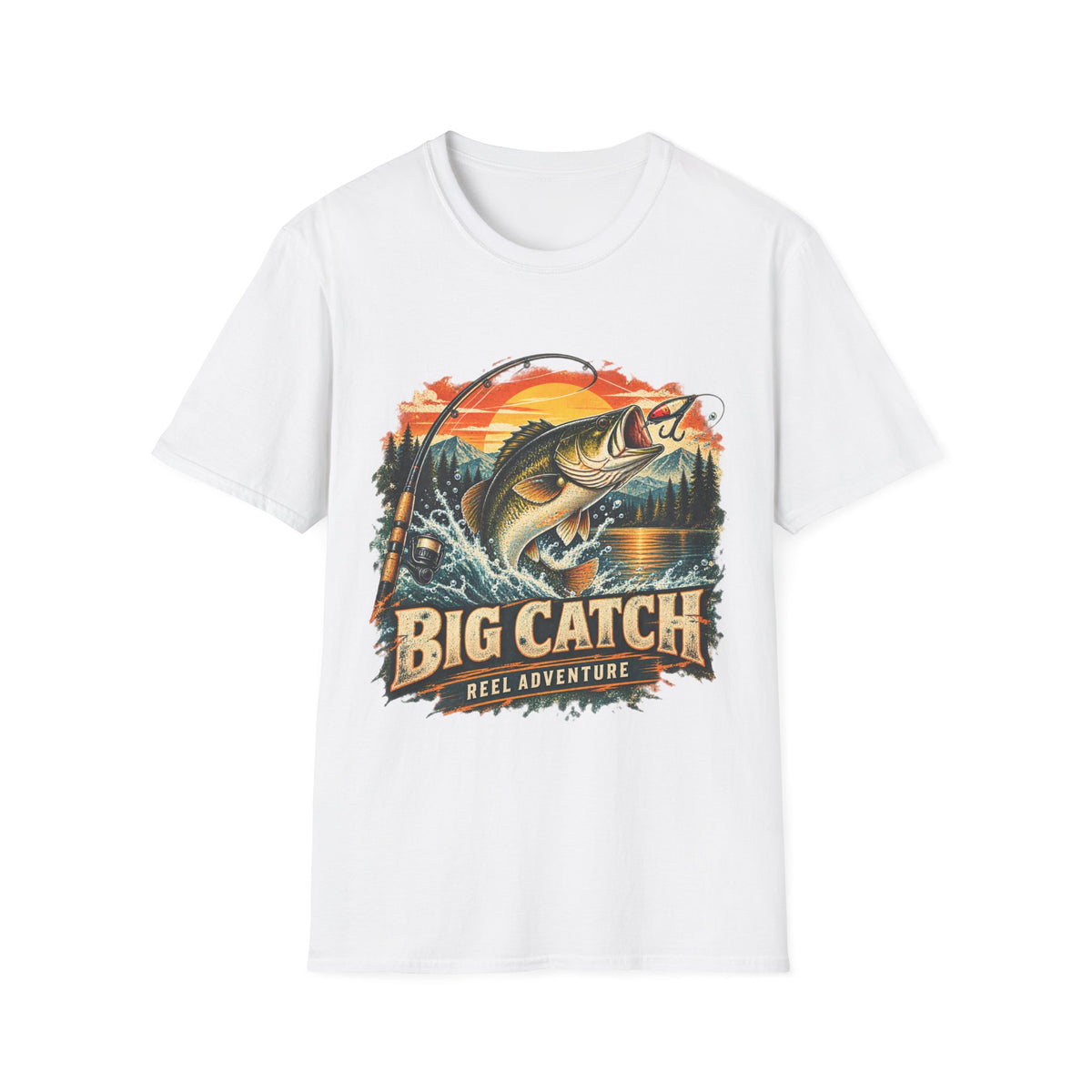 Big Catch Reel Adventure Fishing T-Shirt – Vintage Angler Graphic Tee