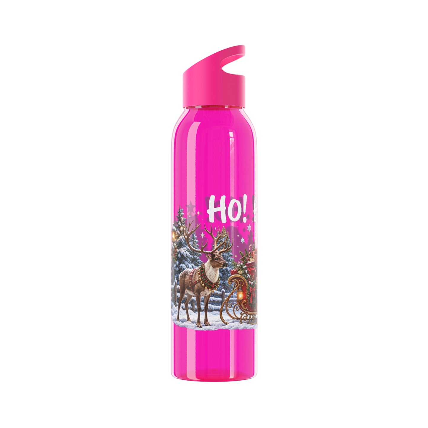 Ho Ho Ho Santa Christmas Water Bottle – Festive Sleigh Design