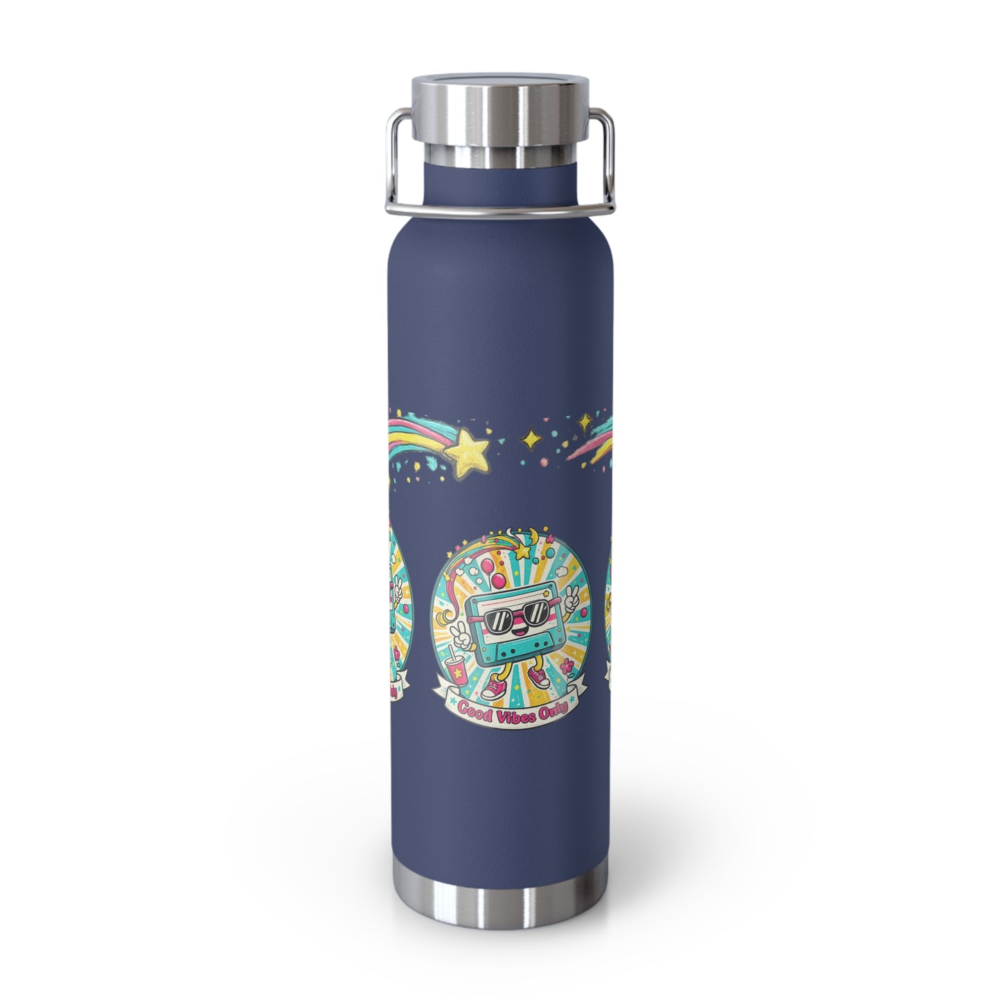 Retro Good Vibes Only Insulated Flask | Colourful Retro Travel Bottle | Stainless Steel Drinks Bottle | 80s & 90s Inspired