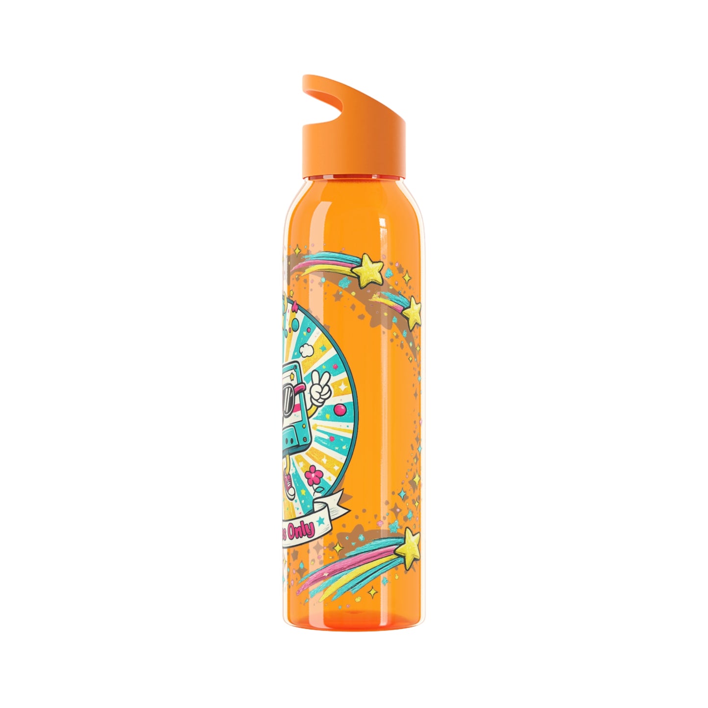 Retro Good Vibes Only Water Bottle | Colourful Reusable Drinks Bottle | Retro Cassette Bottle | 80s & 90s Inspired Hydration