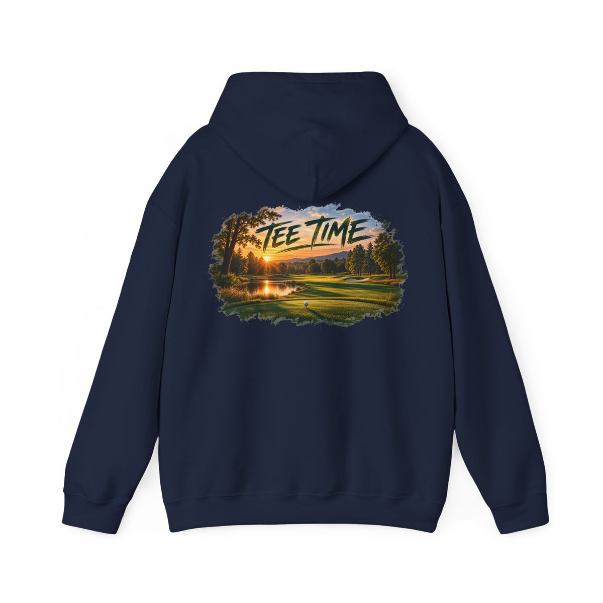Tee Time Golf Hoodie – Sunset Golf Course Back Print