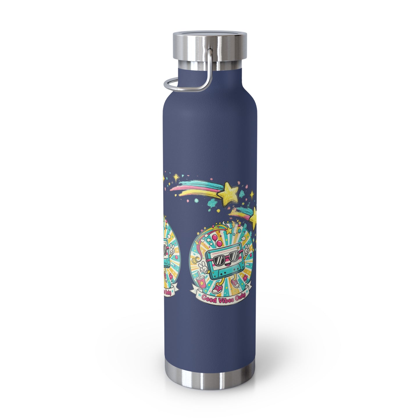 Retro Good Vibes Only Insulated Flask | Colourful Retro Travel Bottle | Stainless Steel Drinks Bottle | 80s & 90s Inspired