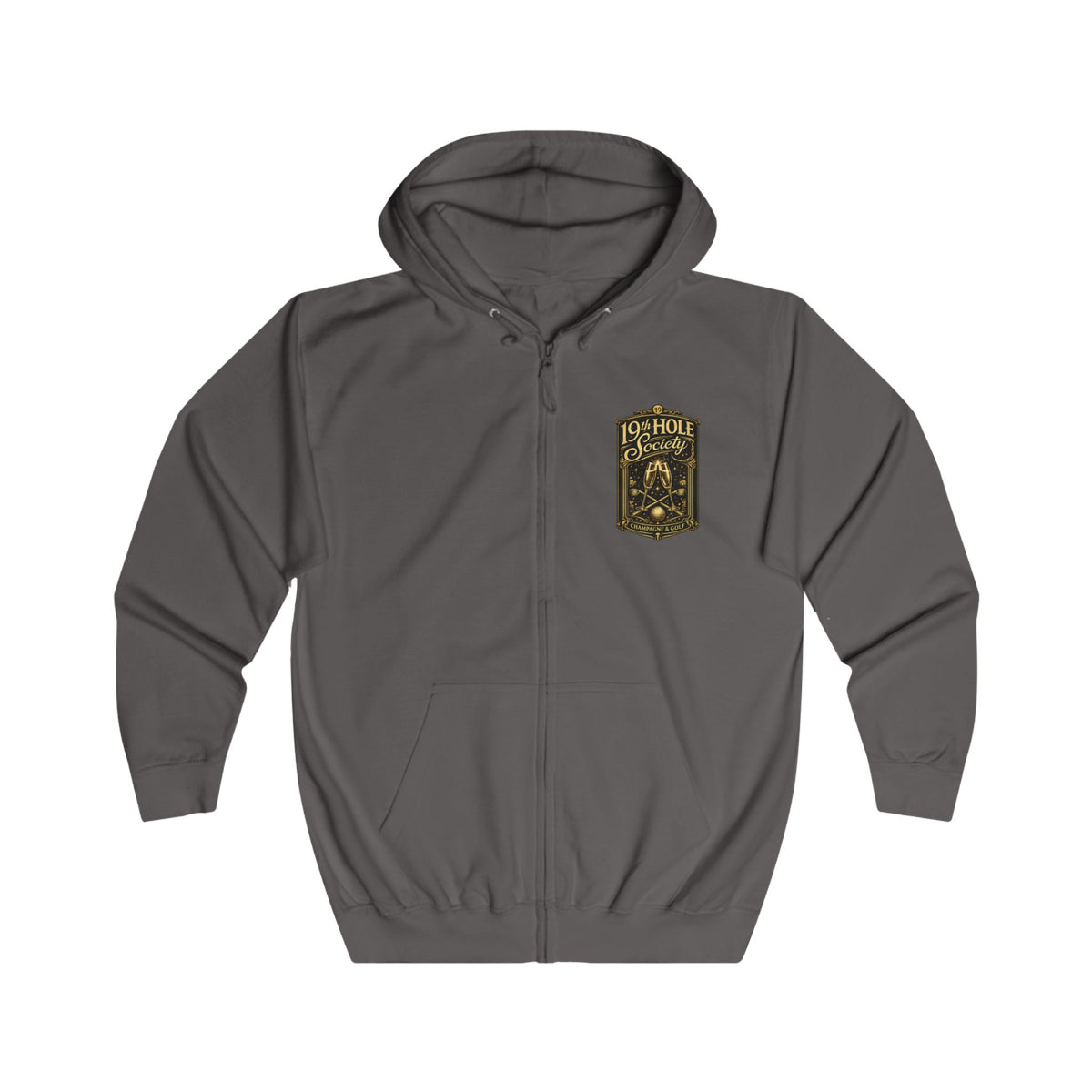 19th Hole Society Champagne and Golf Zip Hoodie