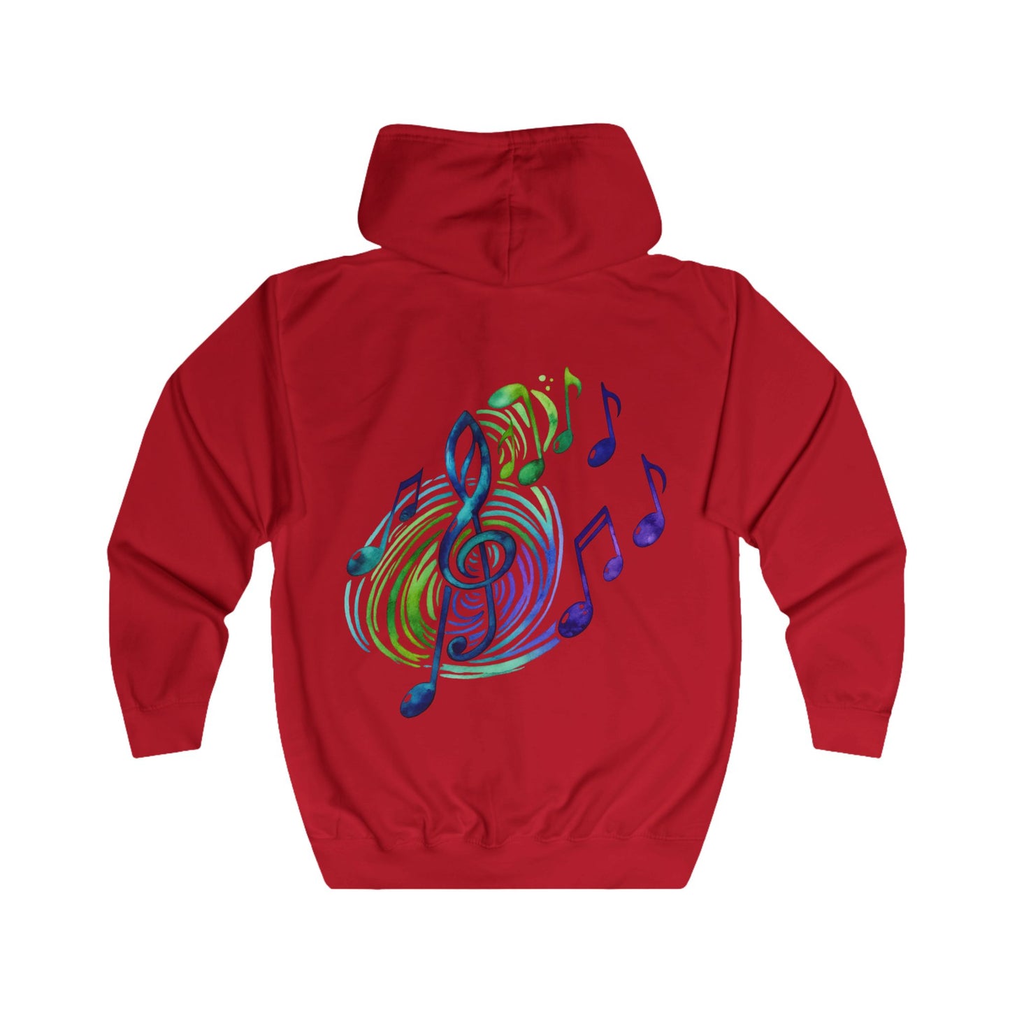 Sweat à capuche zippé Notes de musique clé de sol – Motif unique sur la poitrine et dans le dos