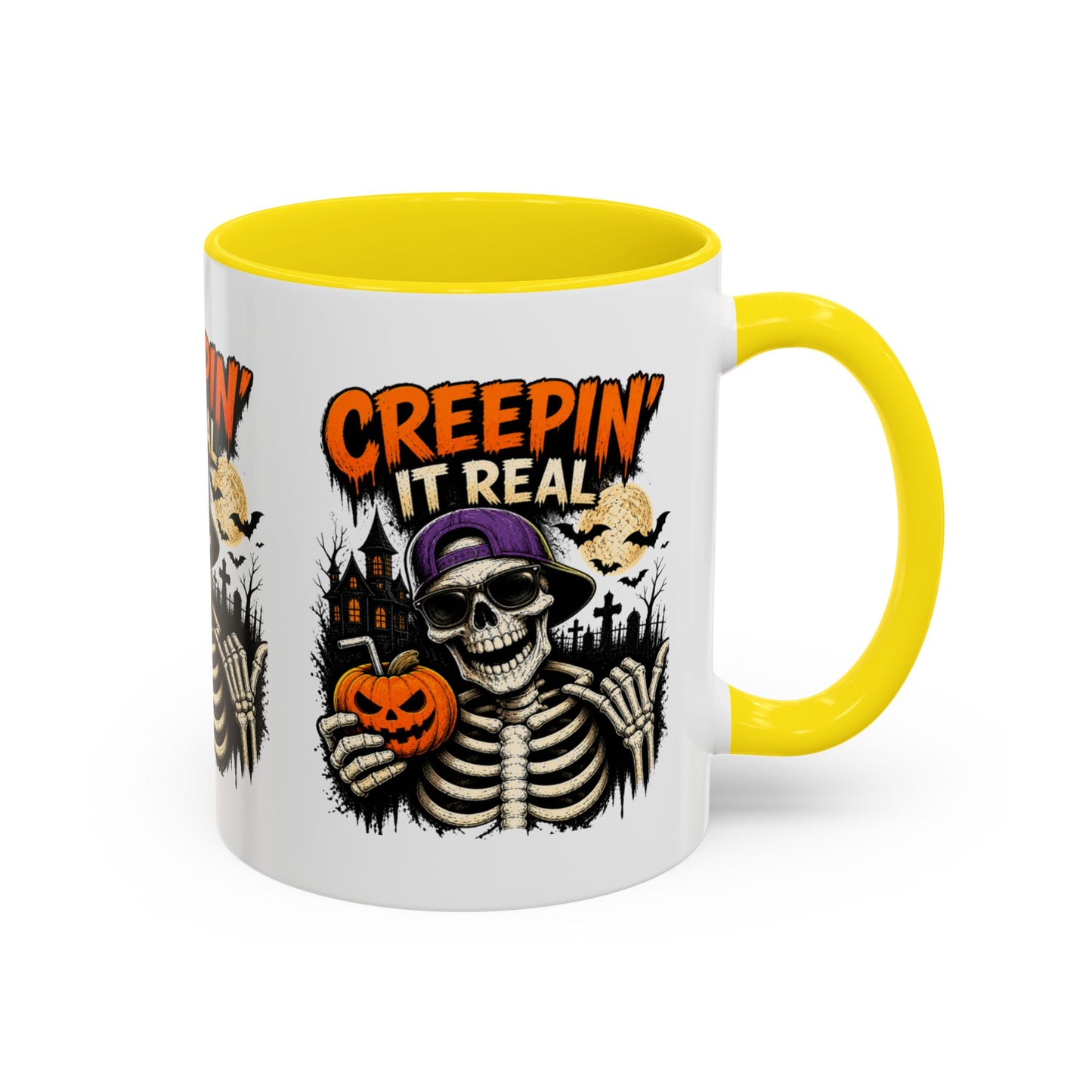 Creepin’ It Real Halloween Accent Mug – Skeleton Coffee Mug