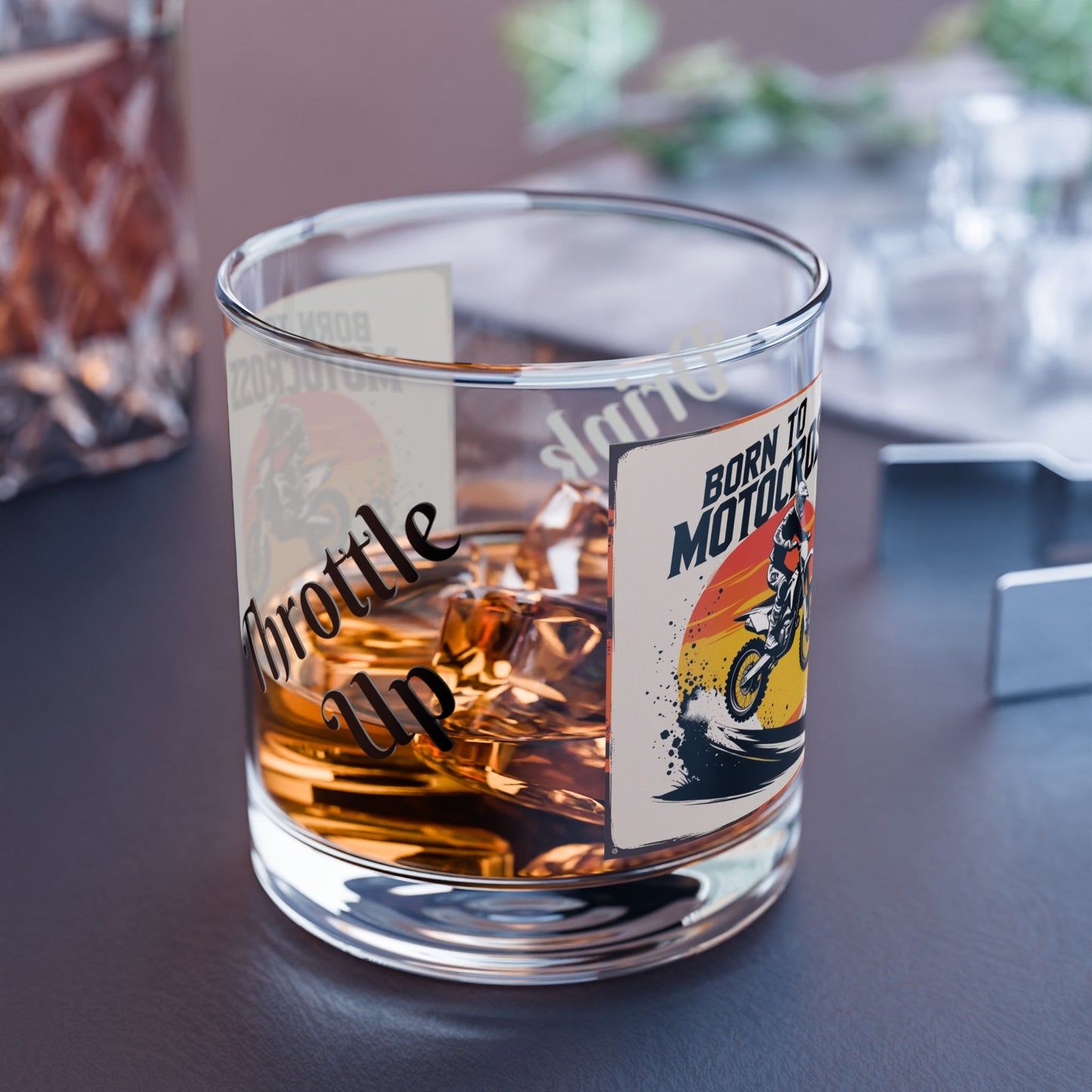 Motocross Rocks Glass - (Whiskey) Throttle Up Design