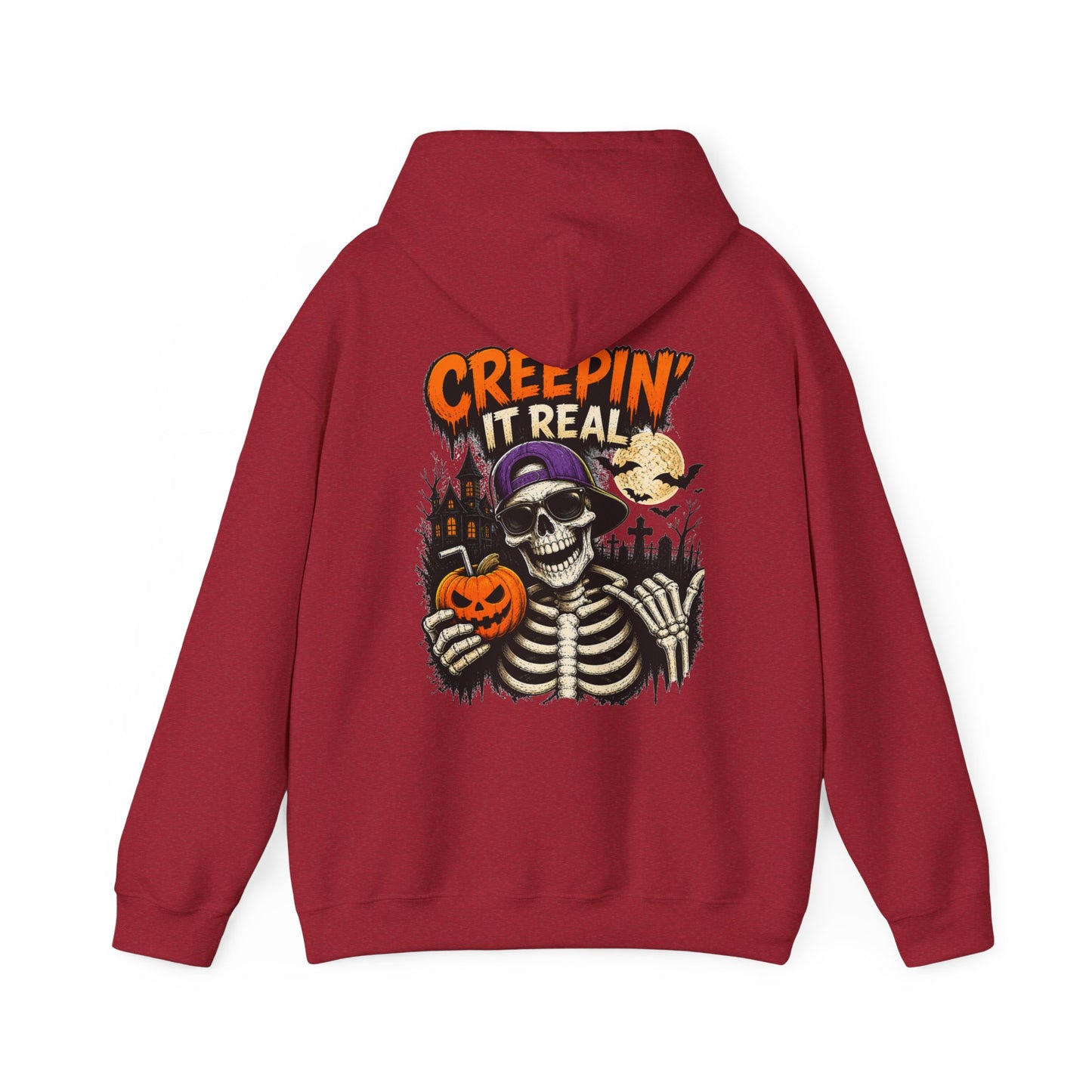 Creepin’ It Real Halloween Hoodie – Unisex Skeleton Graphic Hoodie