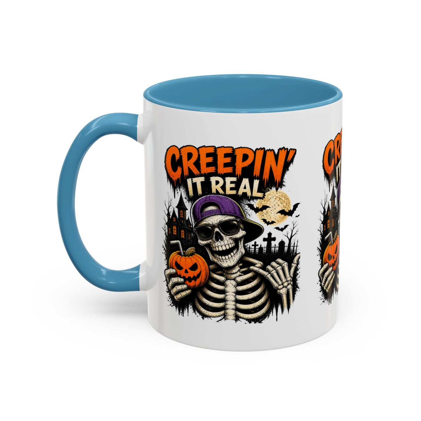 Creepin’ It Real Halloween Accent Mug – Skeleton Coffee Mug
